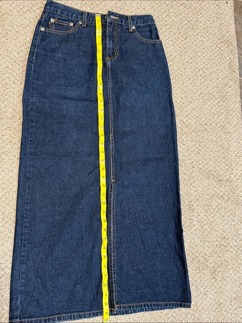 Vintage Dark Wash Denim Maxi Skirt